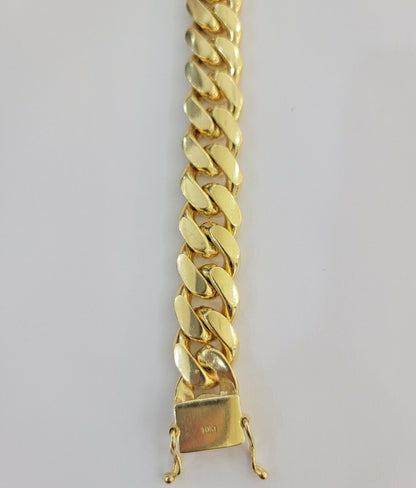 Solid 10k Gold Mens Bracelet Miami Cuban Link 8" 16mm10kt yellow gold THICK,REAL - Reva Jeweler