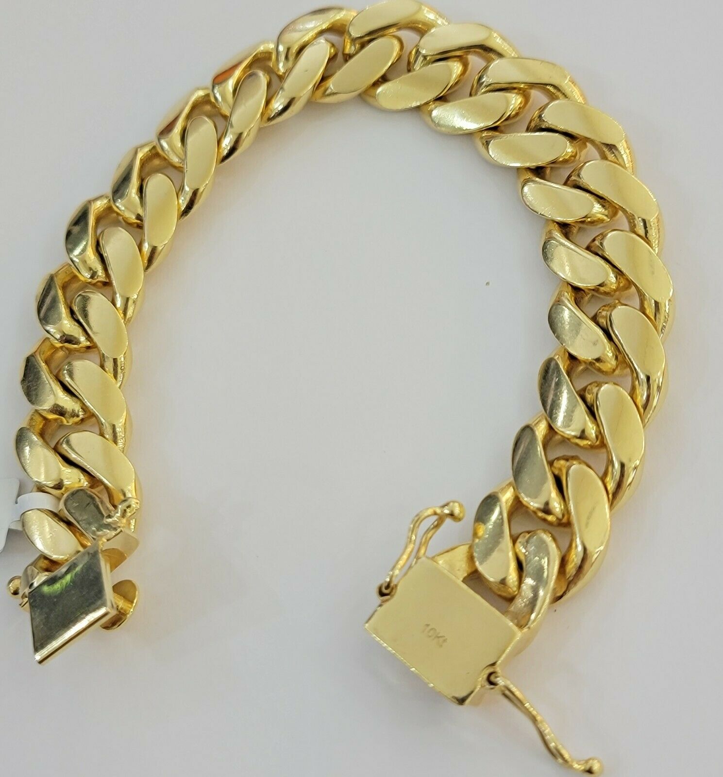Solid 10k Gold Mens Bracelet Miami Cuban Link 8" 16mm10kt yellow gold THICK,REAL - Reva Jeweler