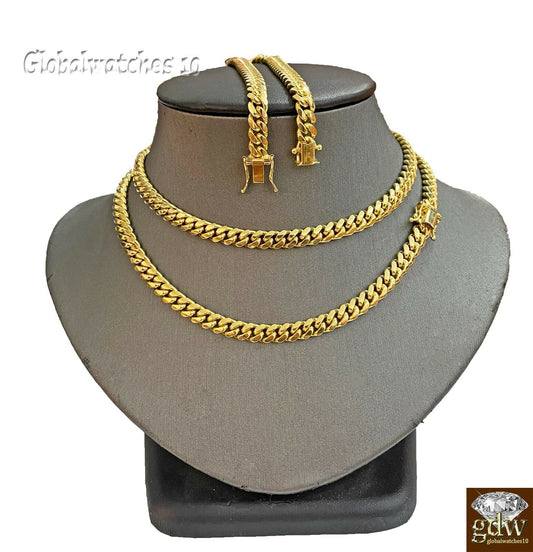 Solid 10k Gold Miami Cuban Chain Necklace 6mm 26" Box Lock Strong Link Heavy - Reva Jeweler