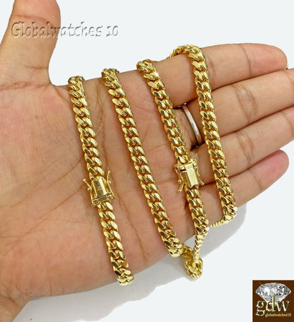 Solid 10k Gold Miami Cuban Chain Necklace 6mm 26" Box Lock Strong Link Heavy - Reva Jeweler