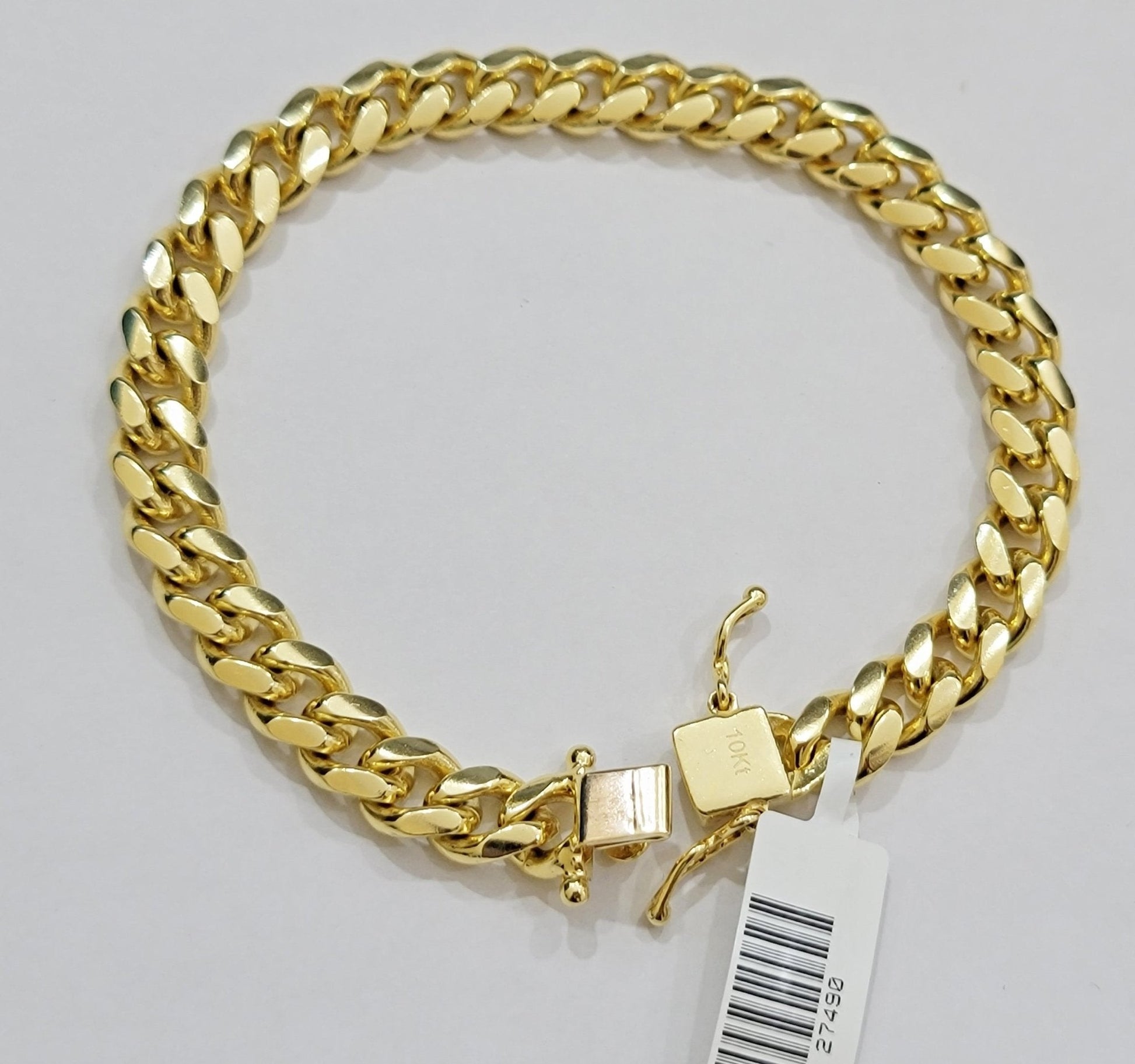 Solid 10k Gold Miami Cuban Link Bracelet 7MM 7.5" 8" 8.5" 9" REAL 10kt Gold Mens - Reva Jeweler