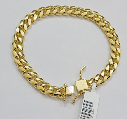 Solid 10k Gold Miami Cuban Link Bracelet 7MM 7.5" 8" 8.5" 9" REAL 10kt Gold Mens - Reva Jeweler
