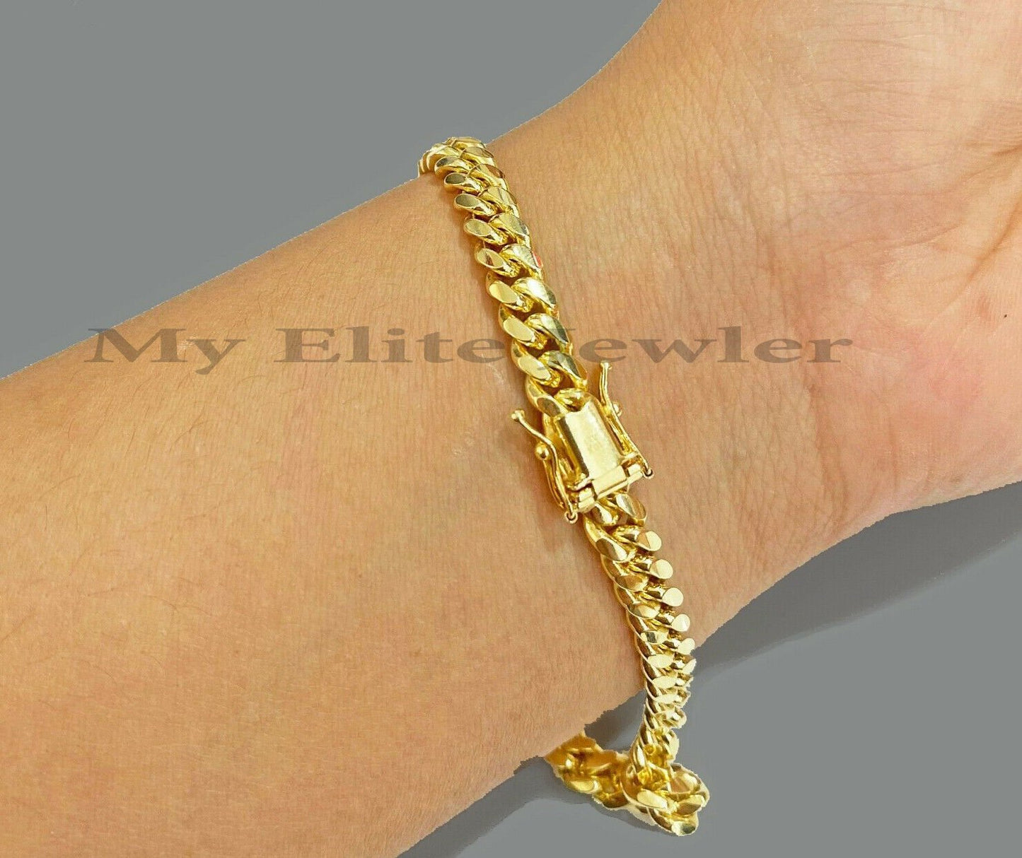 Solid 10k Gold Miami Cuban Link Bracelet 7MM 7.5" 8" 8.5" 9" REAL 10kt Gold Mens - Reva Jeweler