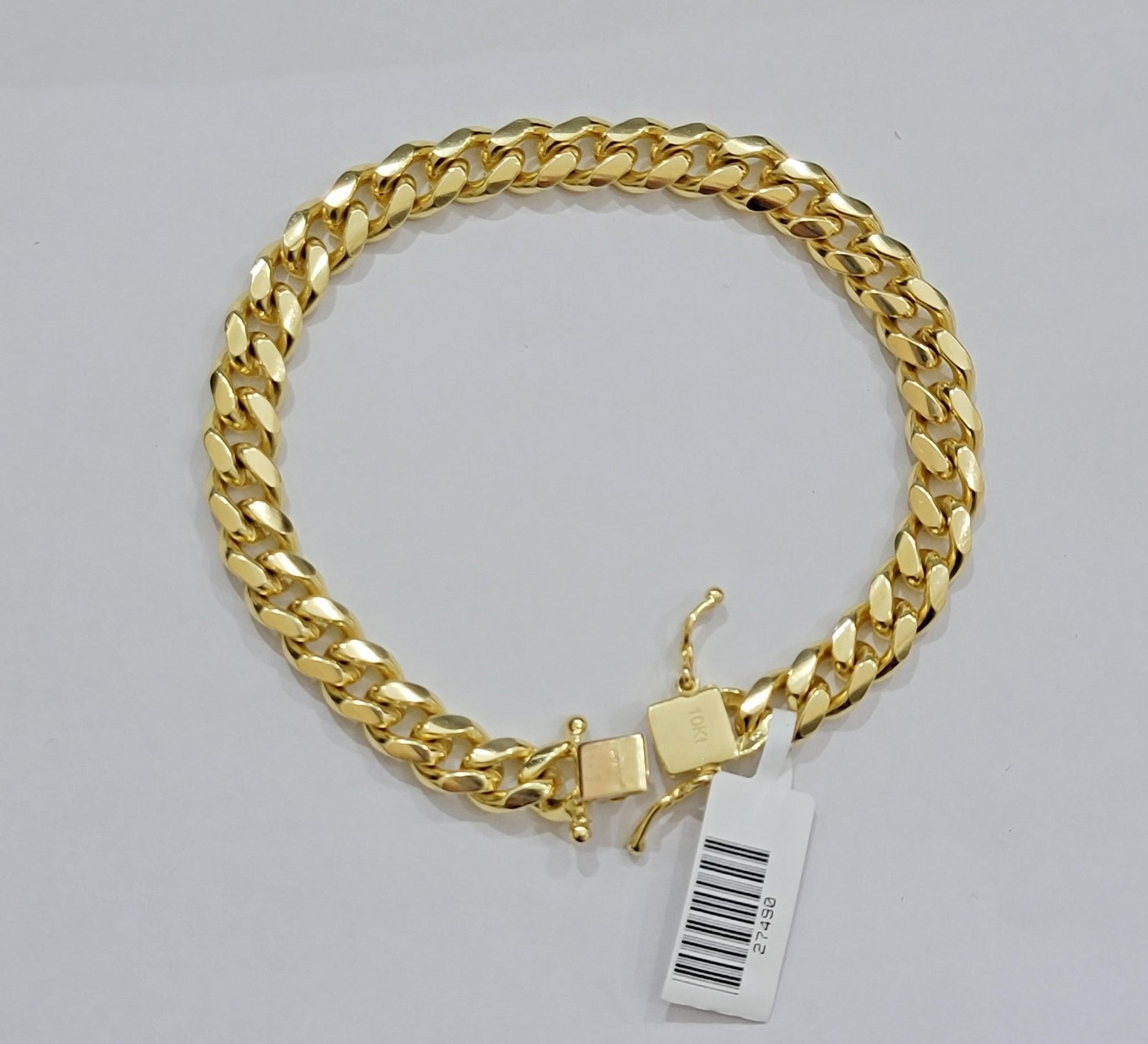 Solid 10k Gold Miami Cuban Link Bracelet 7MM 7.5" 8" 8.5" 9" REAL 10kt Gold Mens - Reva Jeweler