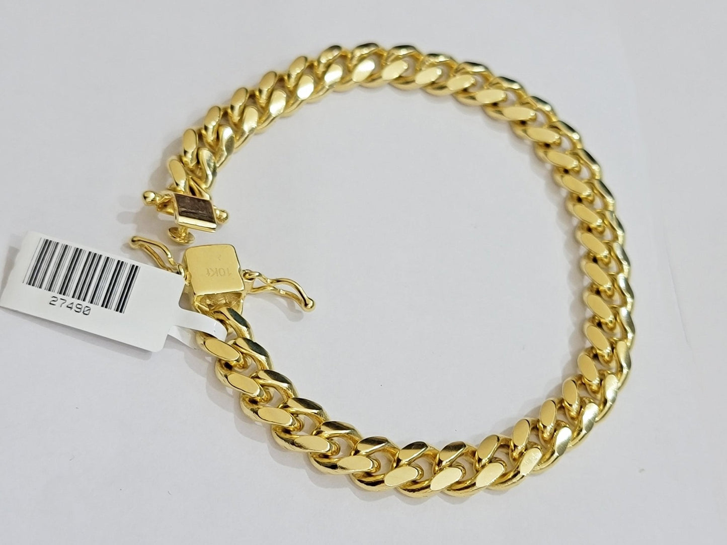 Solid 10k Gold Miami Cuban Link Bracelet 7MM 7.5" 8" 8.5" 9" REAL 10kt Gold Mens - Reva Jeweler