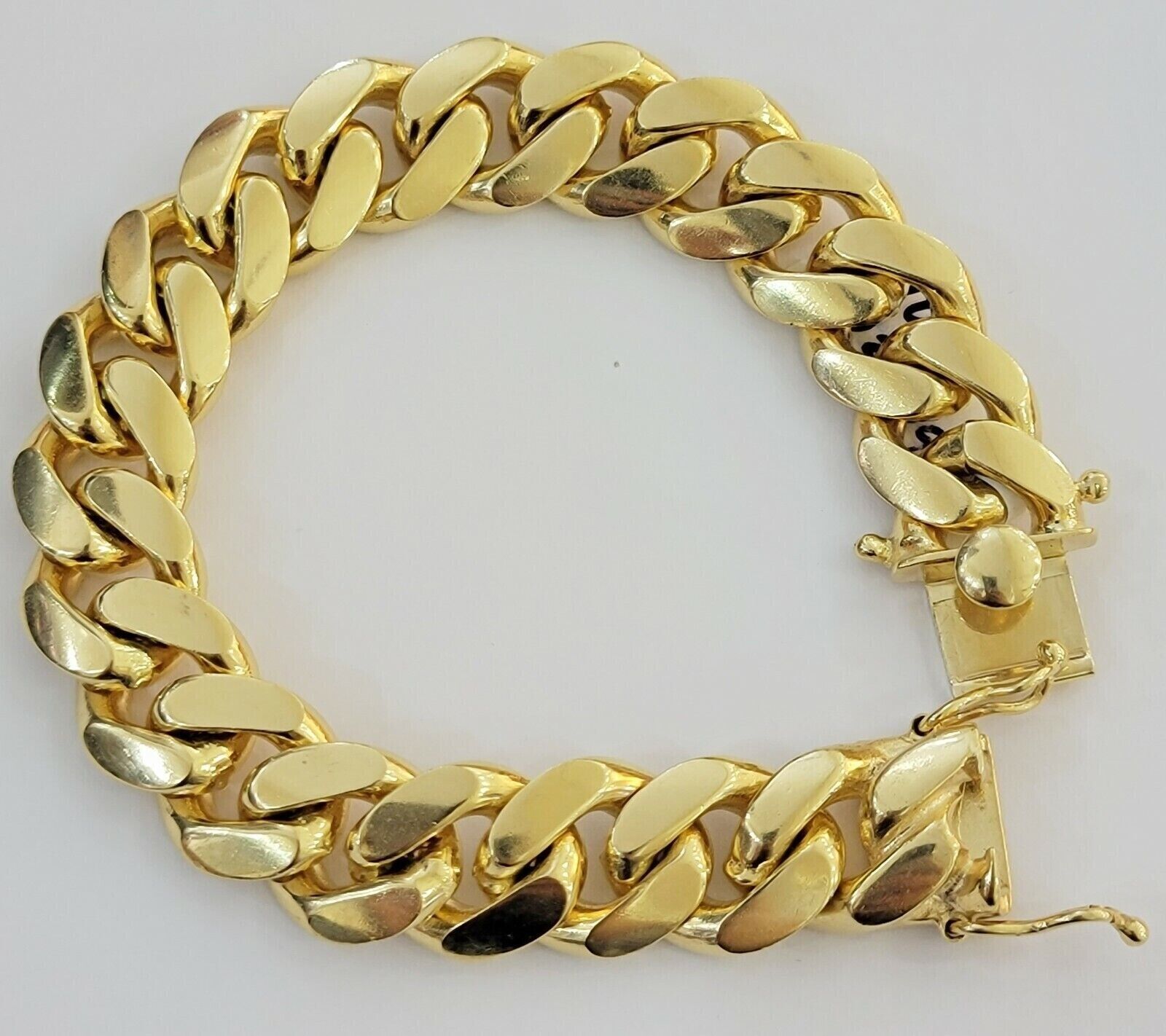 Solid 10k Gold Miami Cuban Link Bracelet Mens 8" 16mm Mens 10kt Real Gold Sale - Reva Jeweler