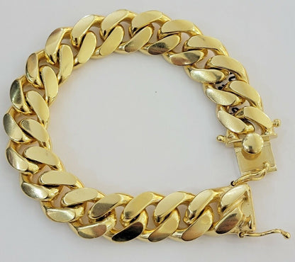 Solid 10k Gold Miami Cuban Link Bracelet Mens 8" 16mm Mens 10kt Real Gold Sale - Reva Jeweler