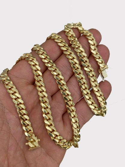SOLID 10k Gold Miami Cuban link Chain Necklace 20" - 28" Mens REAL 10KT 4mm - 8mm - Reva Jeweler