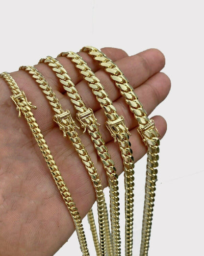 SOLID 10k Gold Miami Cuban link Chain Necklace 20" - 28" Mens REAL 10KT 4mm - 8mm - Reva Jeweler