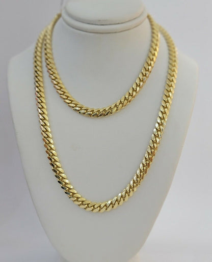Solid 10k Gold Miami Cuban Link Chain Necklace 6mm 20" Men 10kt Yellow Gold SALE - Reva Jeweler