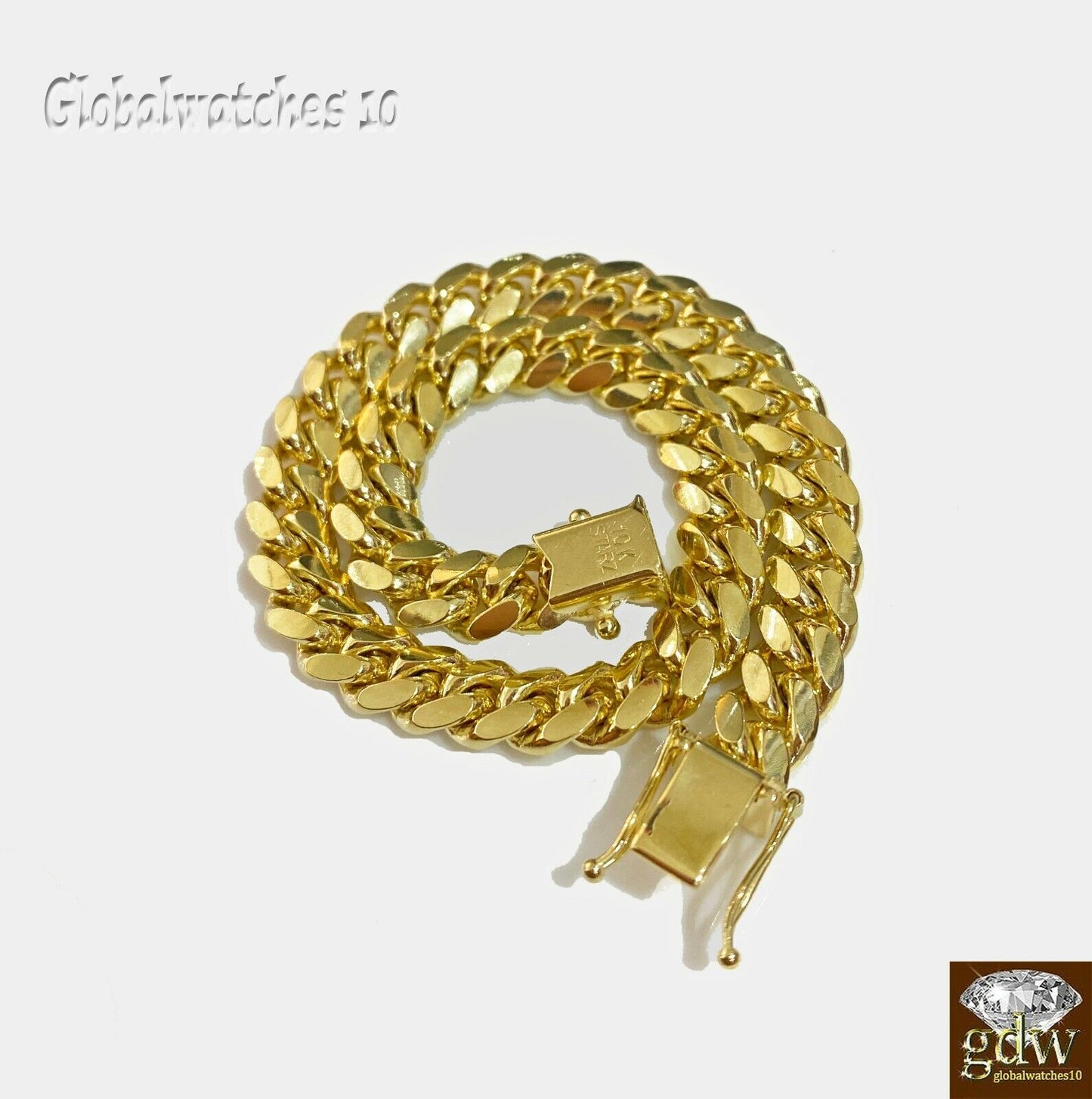 Solid 10k Gold Miami Cuban Link Chain Necklace & Bracelet Set Box Lock Men Heavy - Reva Jeweler