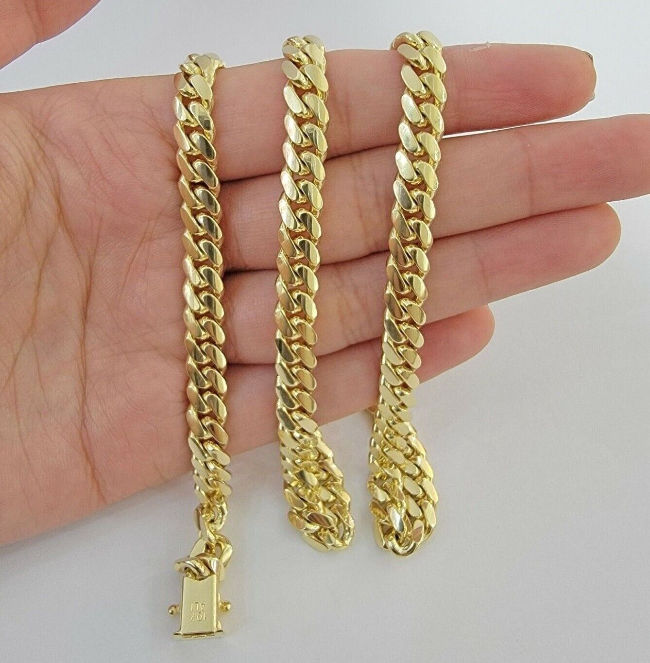 Solid 10k Gold Miami Cuban Link Necklace 20" 7mm Chain REAL 10 KT Men Women - Reva Jeweler