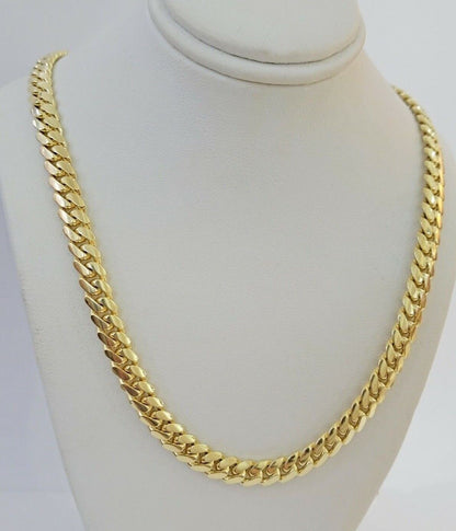 Solid 10k Gold Miami Cuban Link Necklace 20" 7mm Chain REAL 10 KT Men Women - Reva Jeweler