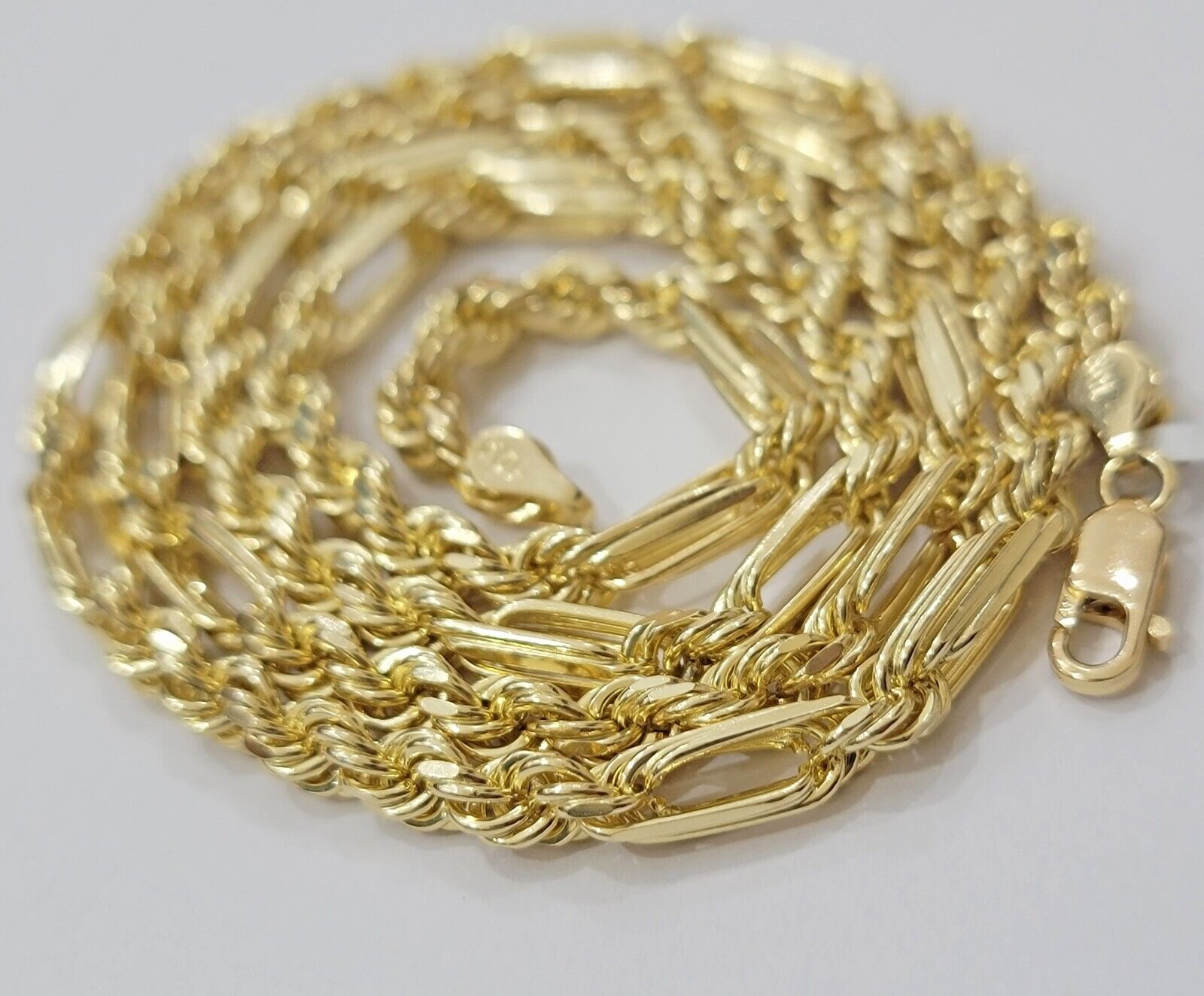 Solid 10k Gold Milano Rope Chain Necklace 20" 4.5mm Men's 10kt Yellow Gold, REAL - Reva Jeweler