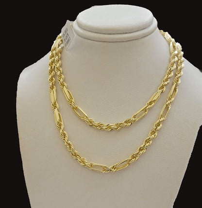 Solid 10k Gold Milano Rope Chain Necklace 24" 4.5mm Men's 10kt Yellow Gold, REAL - Reva Jeweler