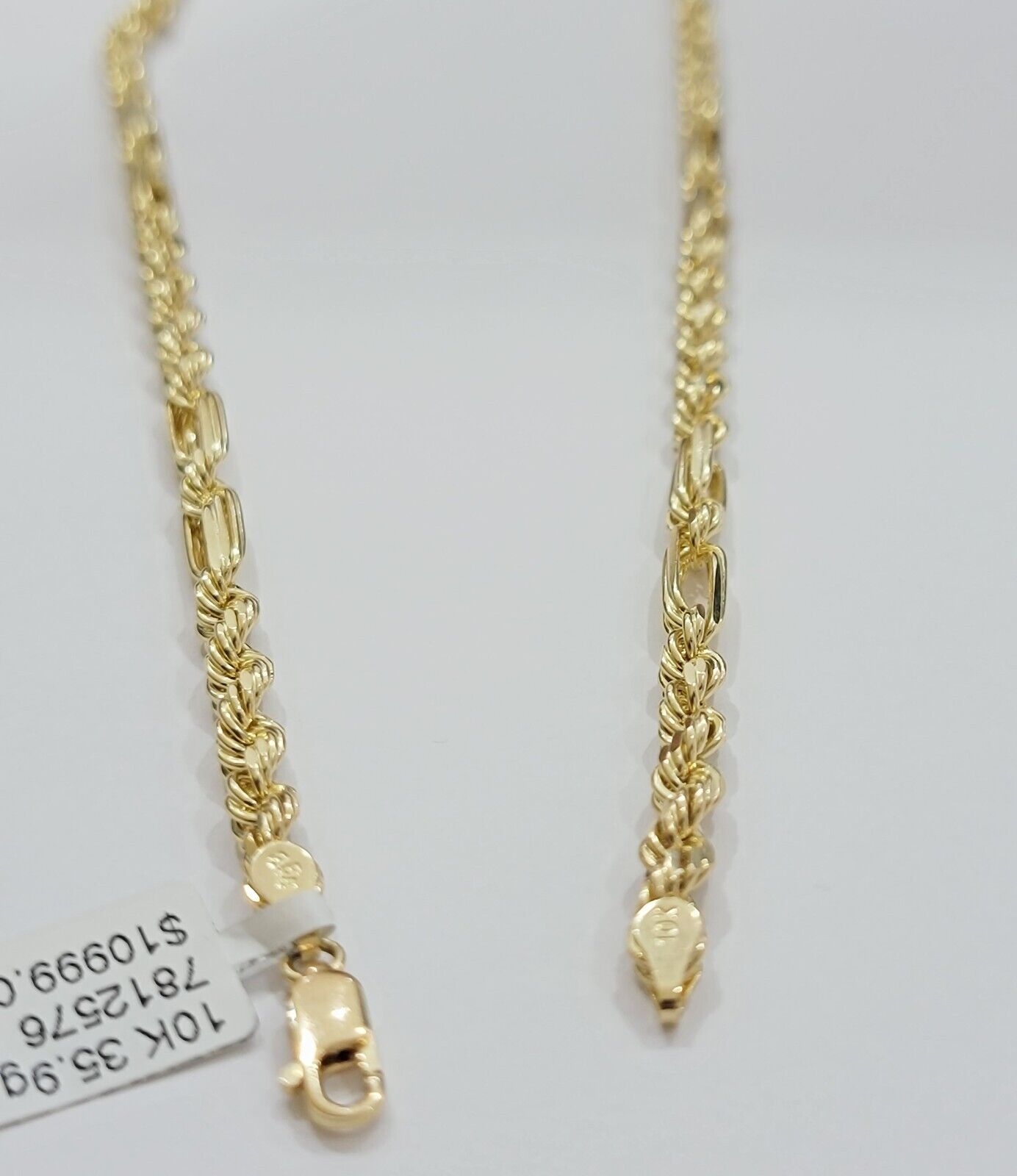 Solid 10k Gold Milano Rope Chain Necklace 26" 4.5mm Men's 10kt Yellow Gold, REAL - Reva Jeweler