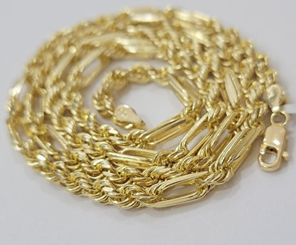 Solid 10k Gold Milano Rope Chain Necklace 26" 4.5mm Men's 10kt Yellow Gold, REAL - Reva Jeweler