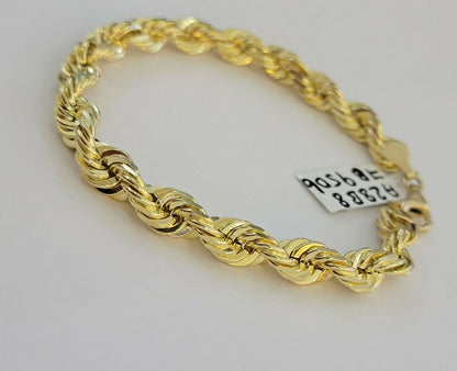 Solid 10k Real Gold Rope Bracelet 7mm 8" Inch 10kt Yellow Gold STRONG & HEAVY - Reva Jeweler