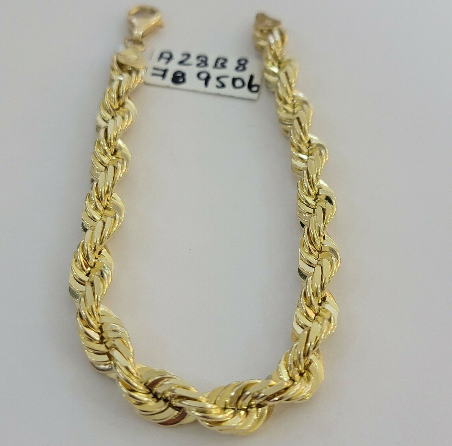 Solid 10k Real Gold Rope Bracelet 7mm 8" Inch 10kt Yellow Gold STRONG & HEAVY - Reva Jeweler