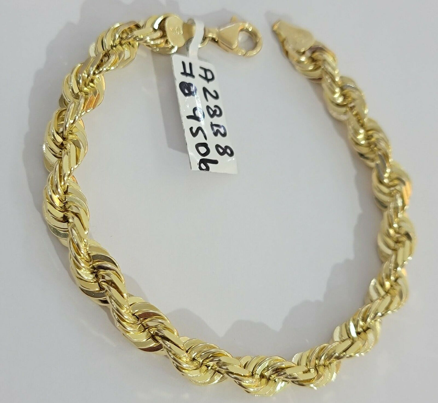 Solid 10k Real Gold Rope Bracelet 7mm 8" Inch 10kt Yellow Gold STRONG & HEAVY - Reva Jeweler