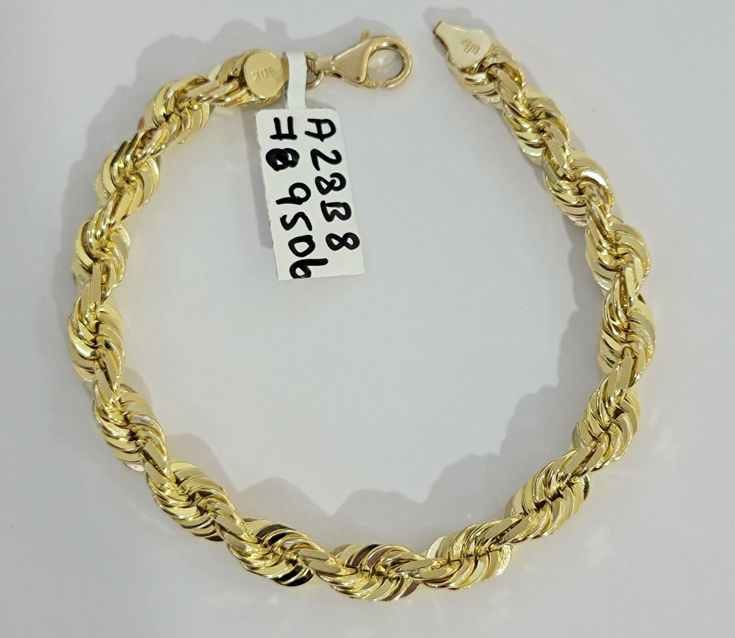 Solid 10k Real Gold Rope Bracelet 7mm 8" Inch 10kt Yellow Gold STRONG & HEAVY - Reva Jeweler