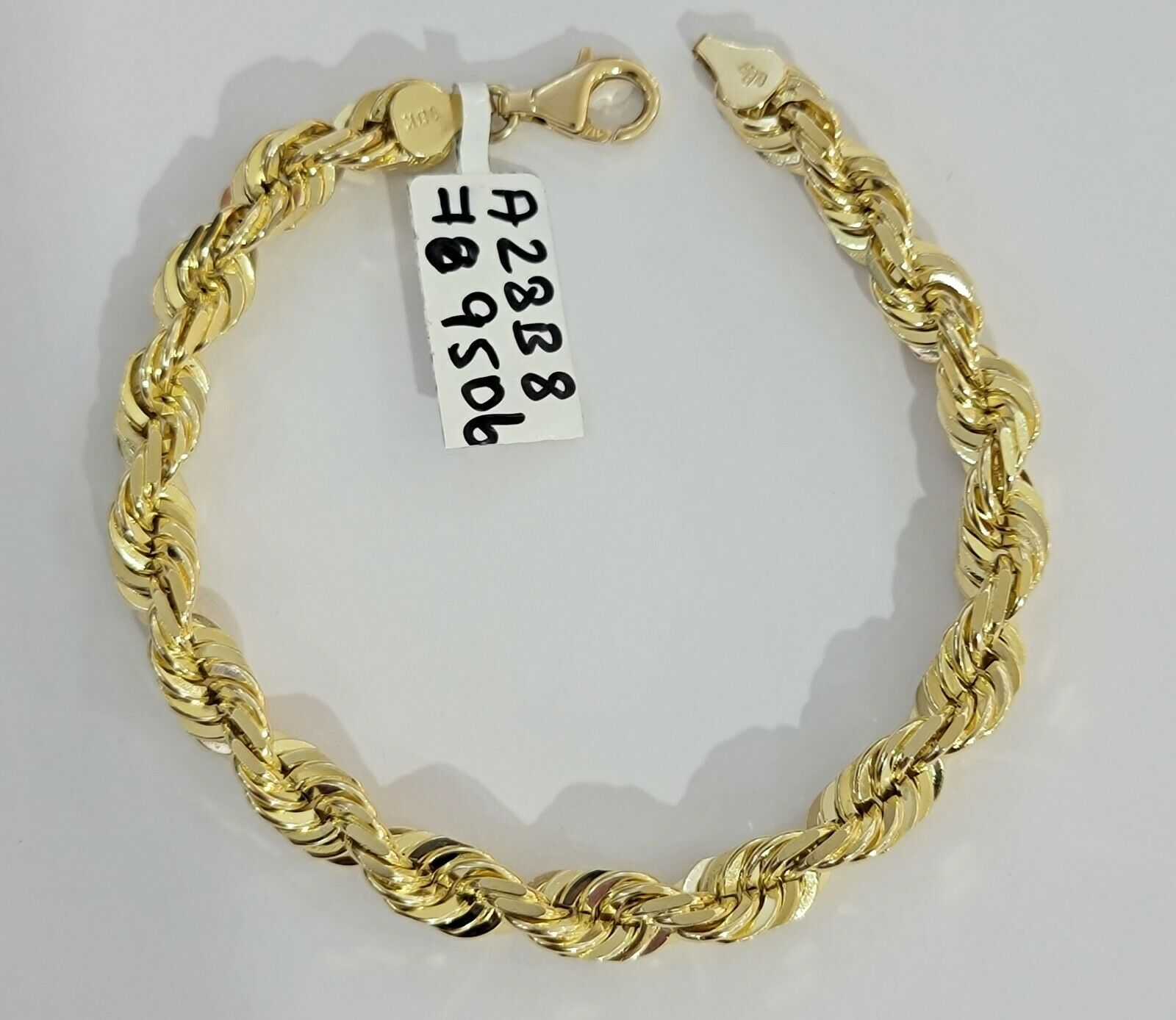 Solid 10k Real Gold Rope Bracelet 7mm 8" Inch 10kt Yellow Gold STRONG & HEAVY - Reva Jeweler