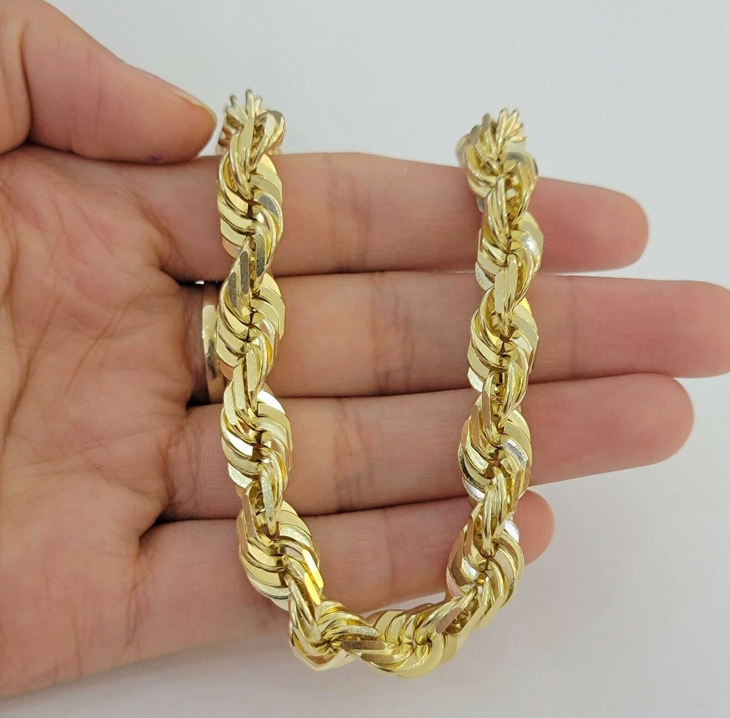 Solid 10k Real Gold Rope Bracelet Mens 10mm 9" Inch 10kt Yellow Gold THICK&HEAVY - Reva Jeweler