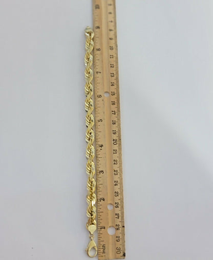 Solid 10k Real Gold Rope Bracelet Mens 10mm 9" Inch 10kt Yellow Gold THICK&HEAVY - Reva Jeweler