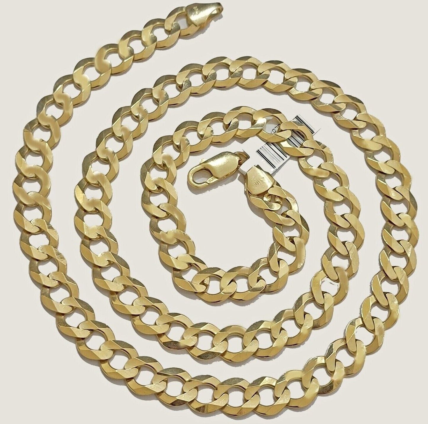 Solid 10K Yellow Gold Chain Necklace Cuban Curb Link 10mm 30 Inch Mens Real 10kt - Reva Jeweler