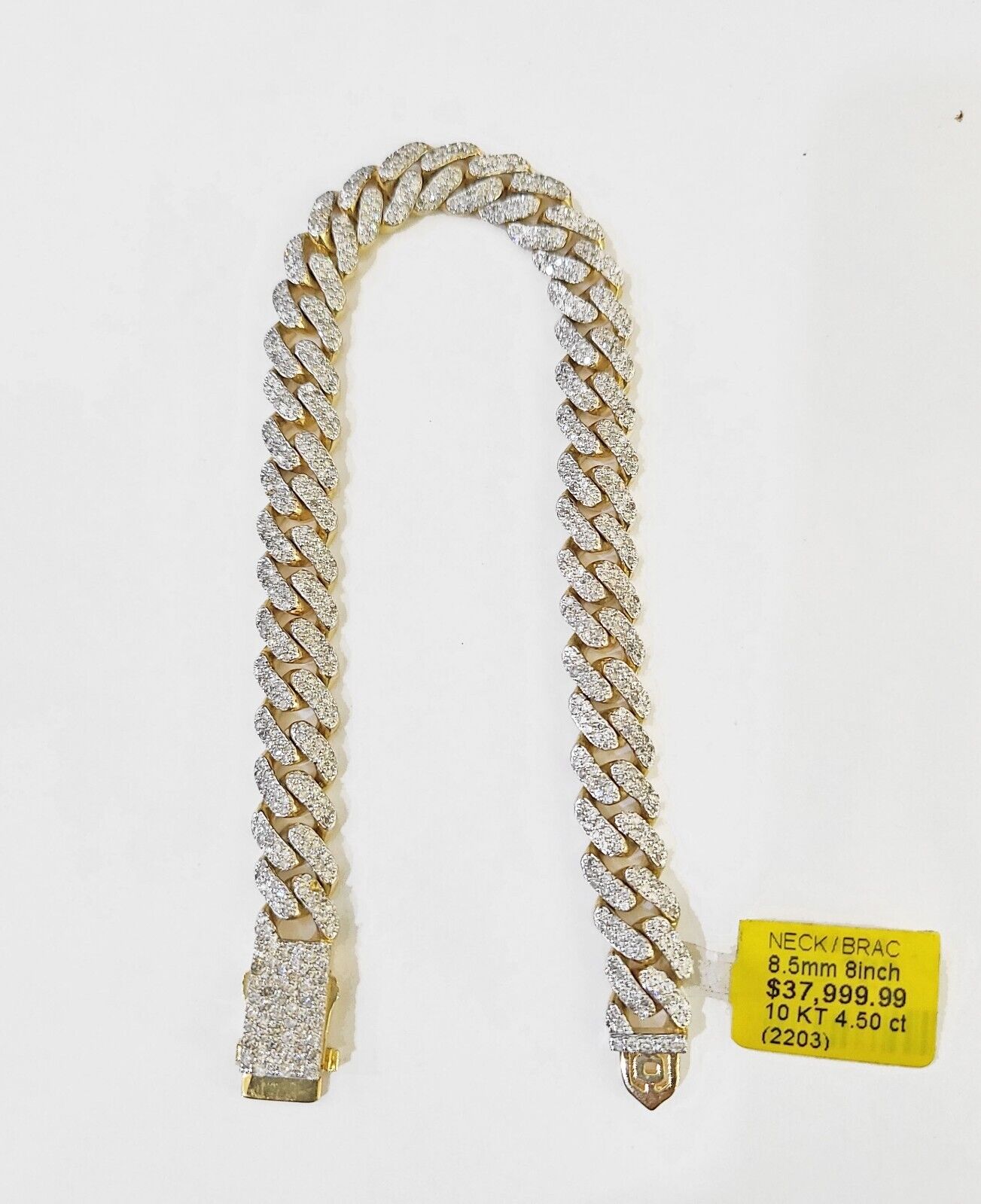 Solid 10k Yellow Gold Diamond Bracelet Miami Cuban Link 8.5 inch 8.5mm REAL - Reva Jeweler