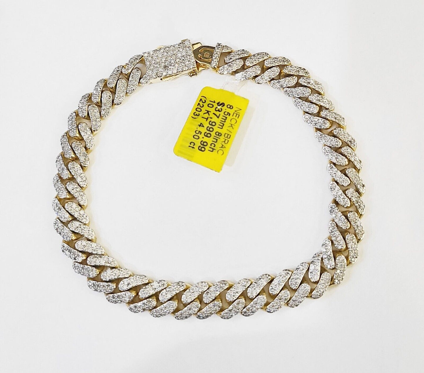 Solid 10k Yellow Gold Diamond Bracelet Miami Cuban Link 8.5 inch 8.5mm REAL - Reva Jeweler