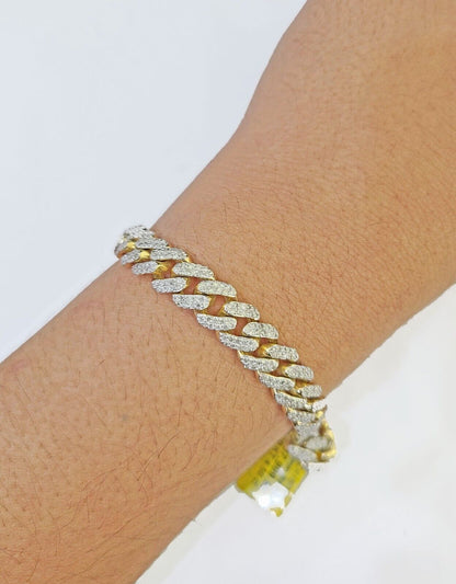Solid 10k Yellow Gold Diamond Bracelet Miami Cuban Link 8.5 inch 8.5mm REAL - Reva Jeweler