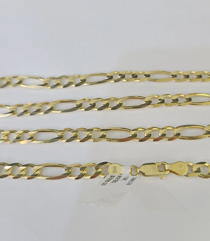 Solid 10k Yellow Gold Figaro Link Chain 5mm 24" Men Women REAL Genuine - GoldenlinQ