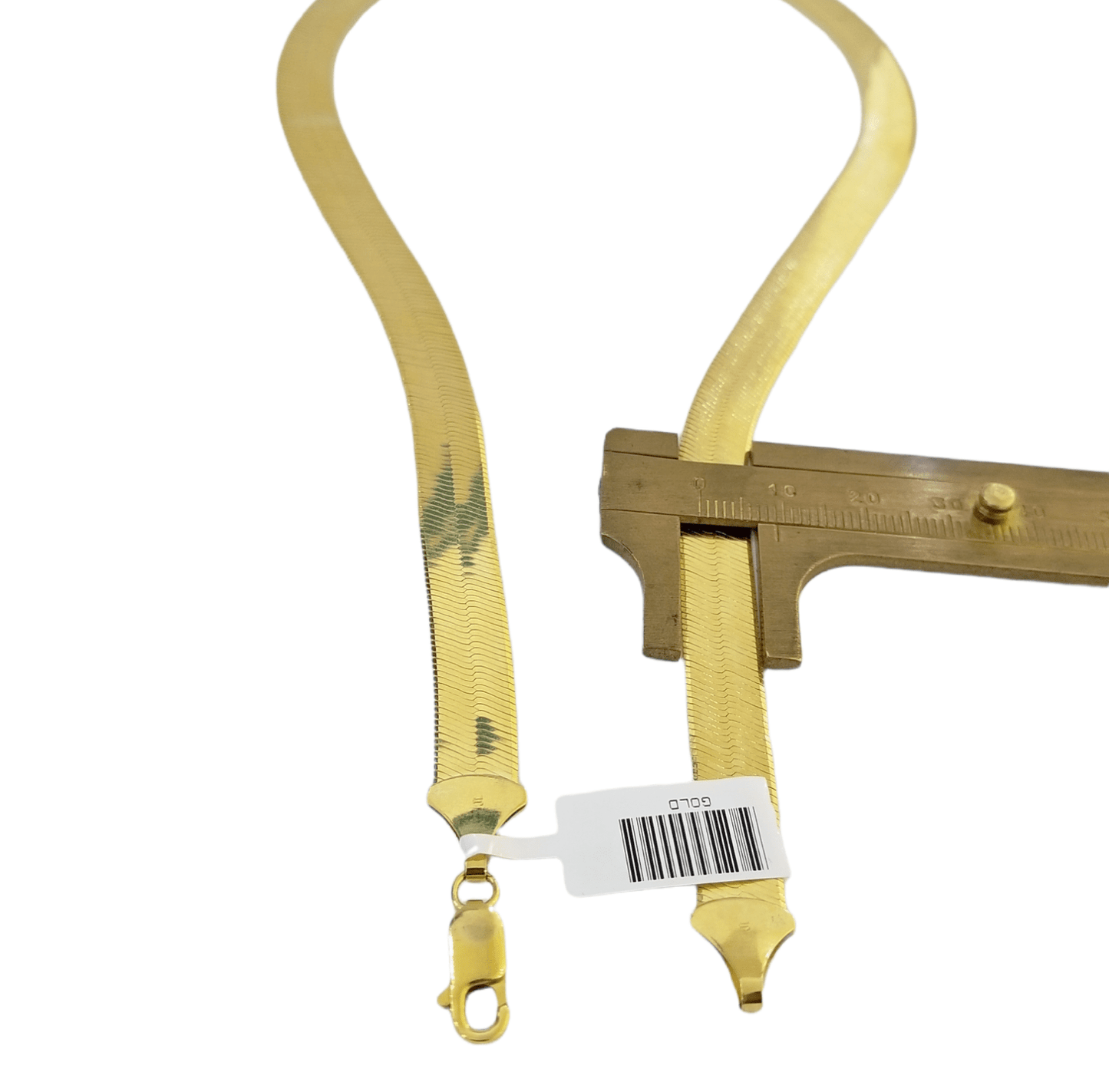 Solid 10k Yellow Gold Herring Bone Chain Necklace 9mm 20" Inch Lobster lock REAL - Reva Jeweler