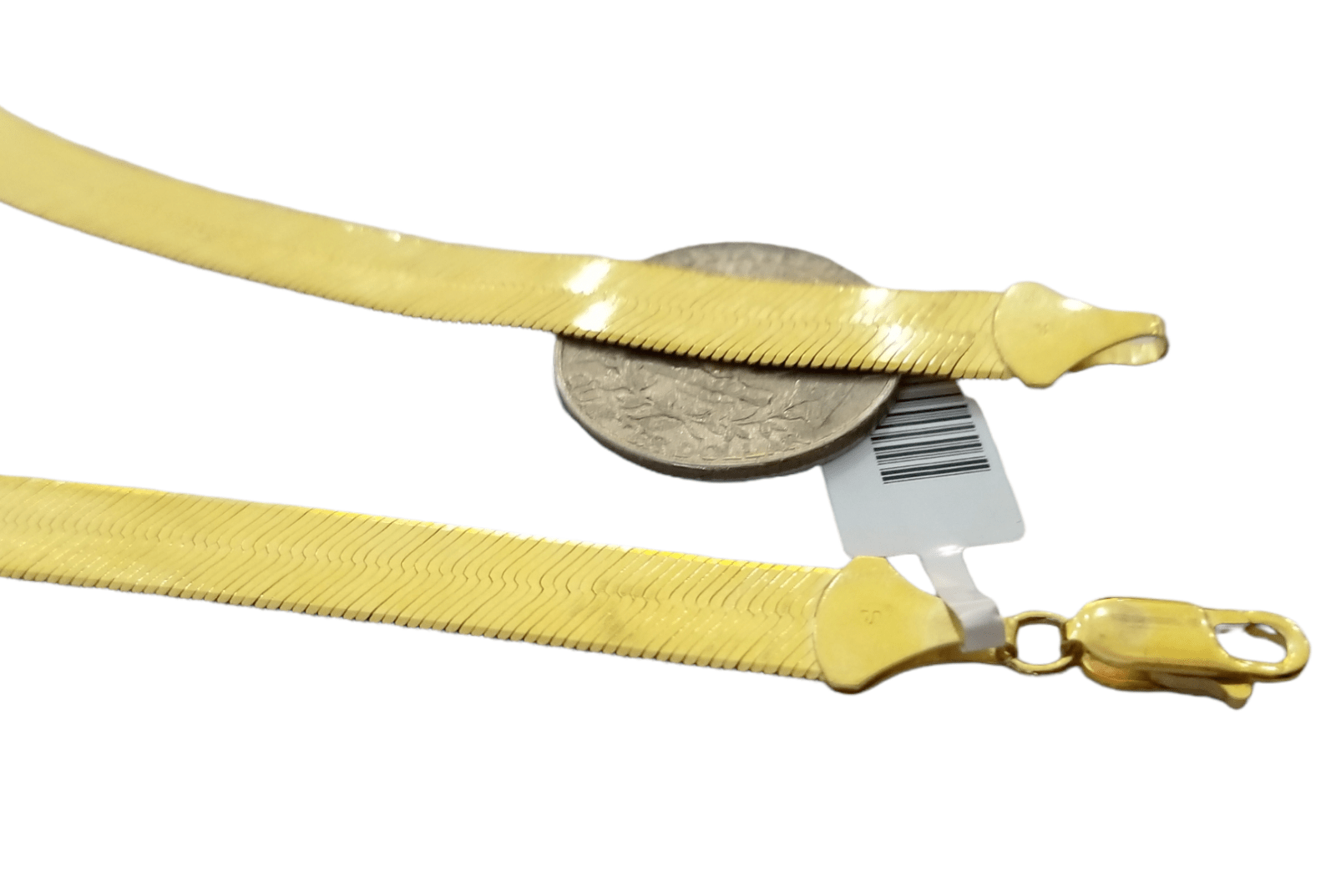 Solid 10k Yellow Gold Herring Bone Chain Necklace 9mm 20" Inch Lobster lock REAL - Reva Jeweler