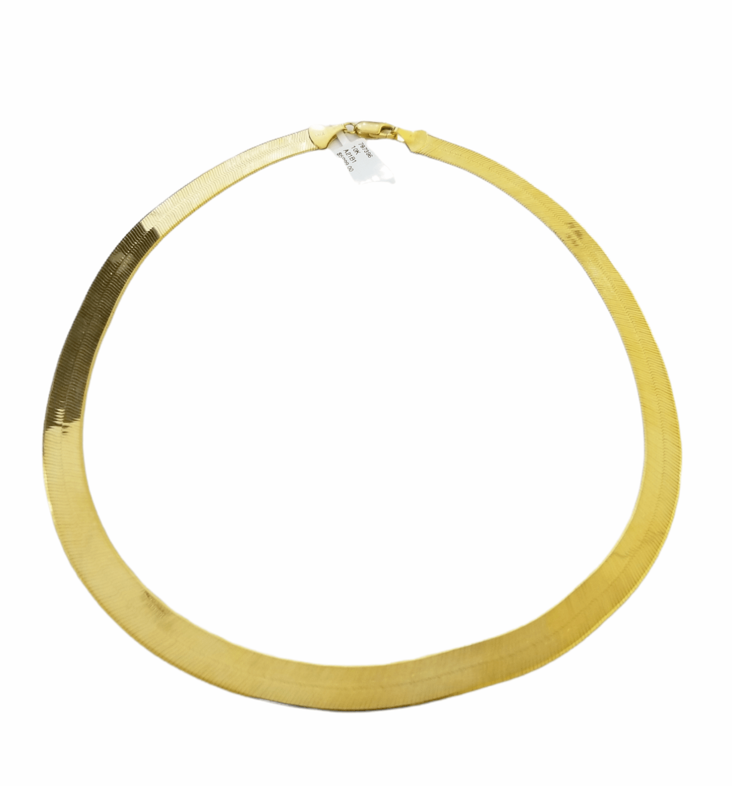 Solid 10k Yellow Gold Herring Bone Chain Necklace 9mm 22" Inch Lobster lock REAL - Reva Jeweler