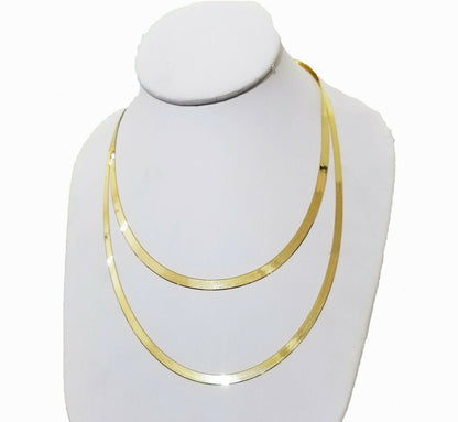 Solid 10k Yellow Gold Herringbone Necklace 18" - 24" Inch 3mm 4mm REAL 10kt Chain - Reva Jeweler