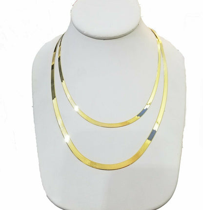 Solid 10k Yellow Gold Herringbone Necklace 18" - 24" Inch 3mm 4mm REAL 10kt Chain - Reva Jeweler