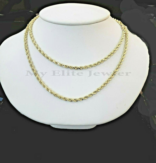 Solid 10K Yellow Gold Necklace 3mm 18" - 26 Chain Diamond Cuts Real 10 KT Strong - Reva Jeweler