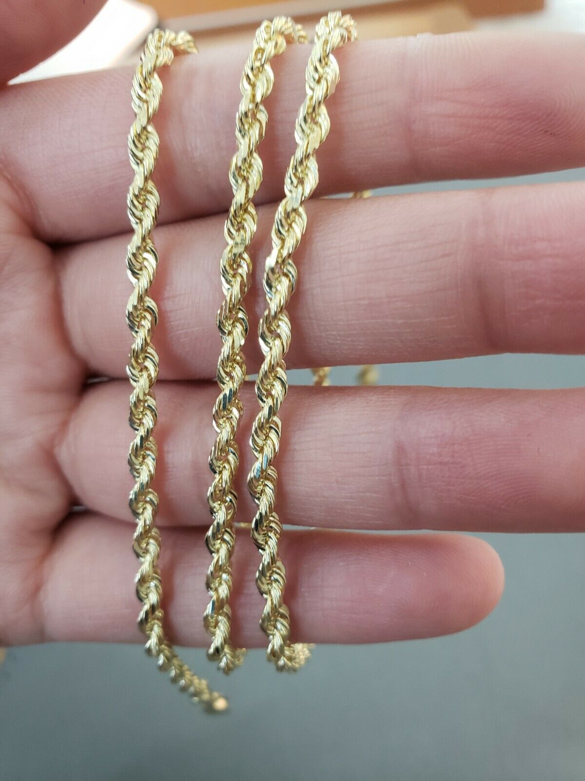 Solid 10K Yellow Gold Necklace 3mm 18" - 26 Chain Diamond Cuts Real 10 KT Strong - Reva Jeweler