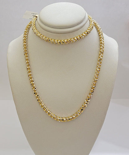 Solid 10k Yellow Gold Palm Box Chain Necklace Diamond cuts 4mm 26" Real 10KT - Reva Jeweler
