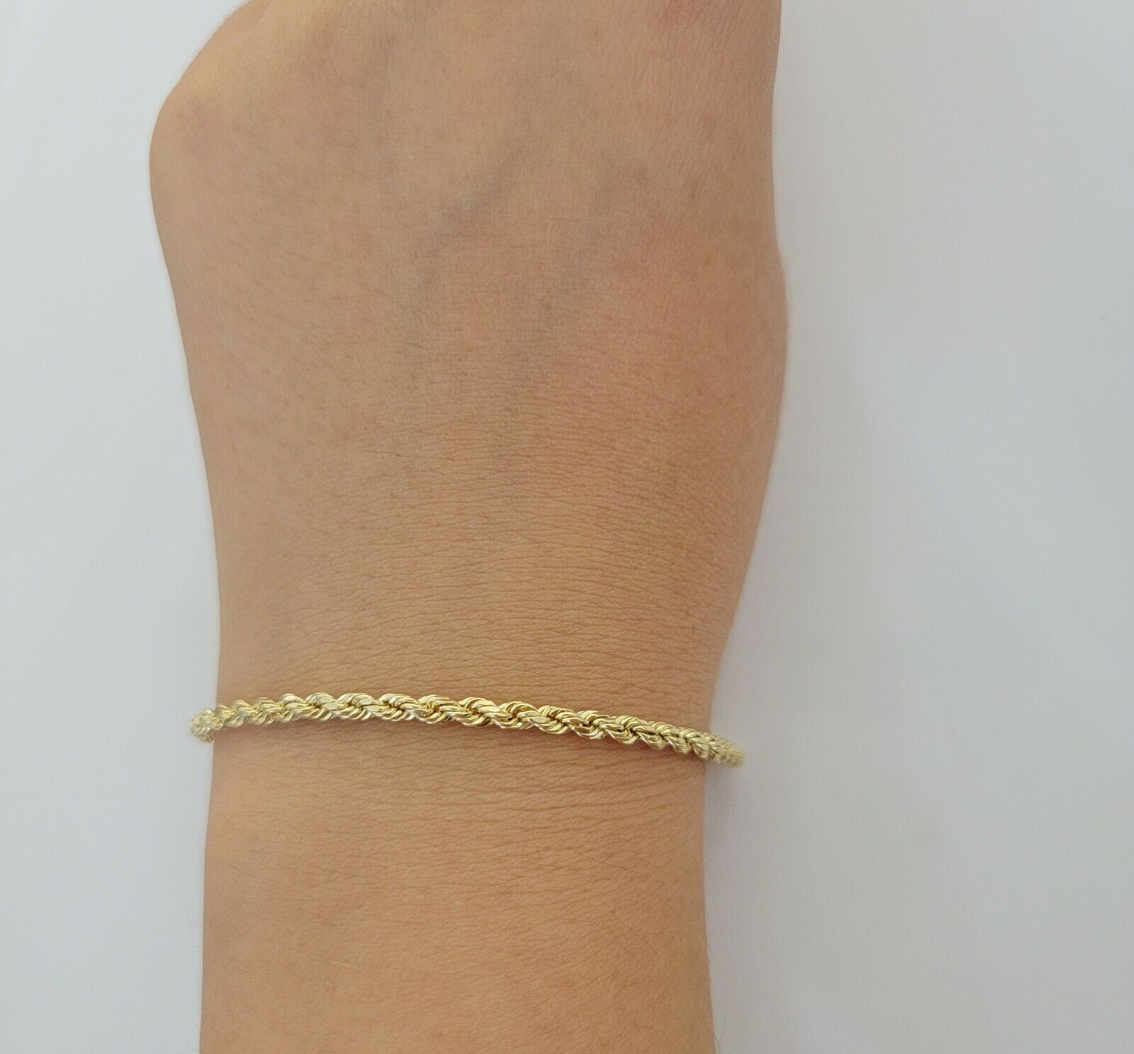 Solid 10k Yellow Gold Rope bracelet 7" 7.5" 8" 8.5" 9" Men Women 3mm - 9mm REAL - Reva Jeweler