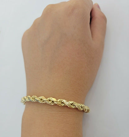 Solid 10k Yellow Gold Rope bracelet 7" 7.5" 8" 8.5" 9" Men Women 3mm - 9mm REAL - Reva Jeweler