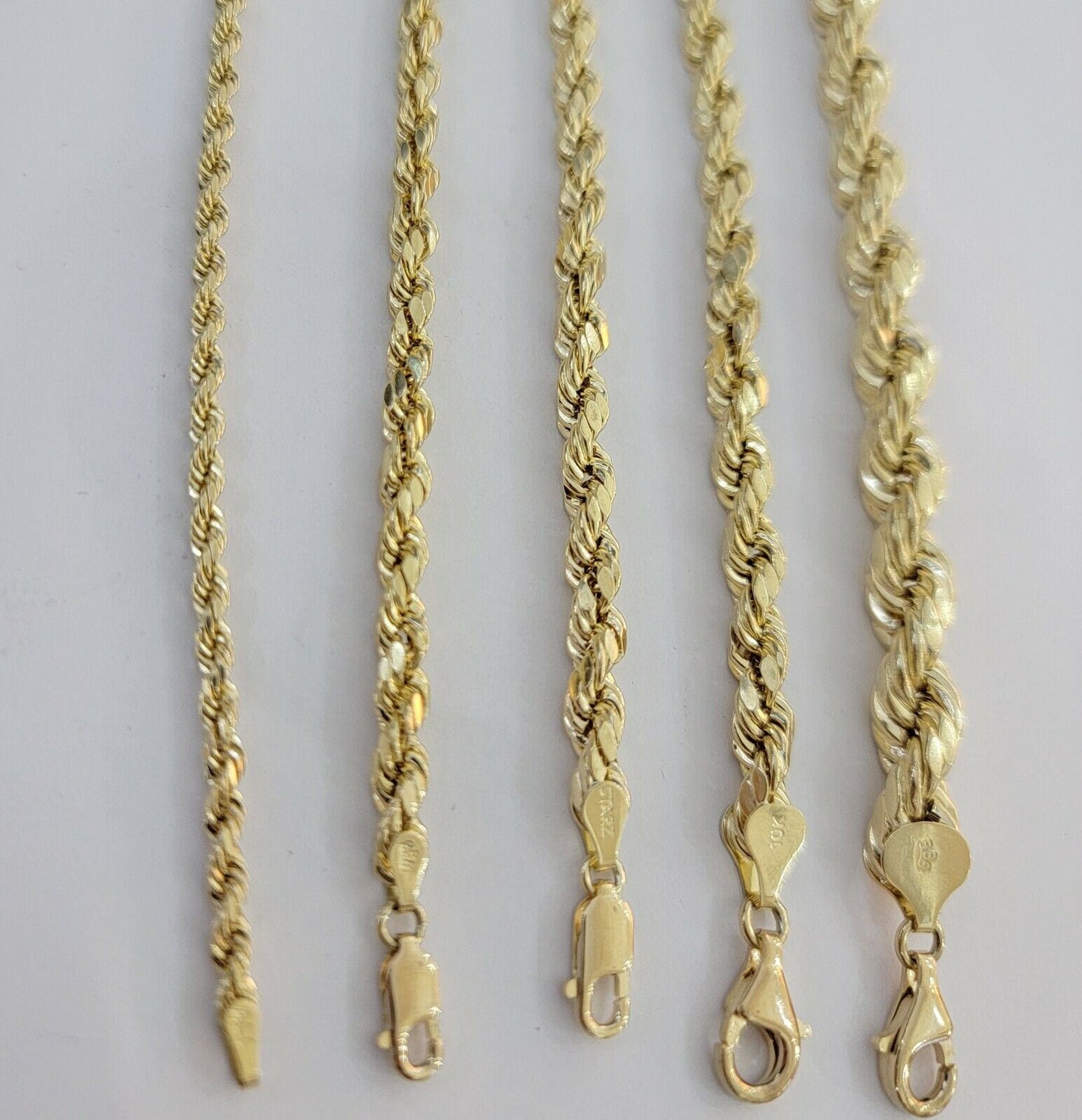 Solid 10k Yellow Gold Rope bracelet 7" 7.5" 8" 8.5" 9" Men Women 3mm - 9mm REAL - Reva Jeweler
