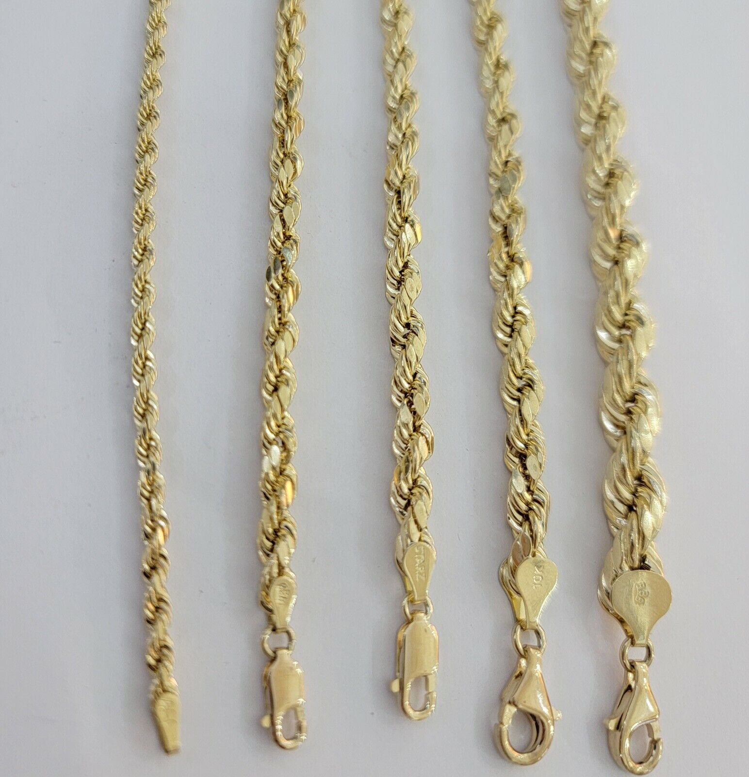 Solid 10k Yellow Gold Rope bracelet 7" 7.5" 8" 8.5" 9" Men Women 3mm - 9mm REAL - Reva Jeweler