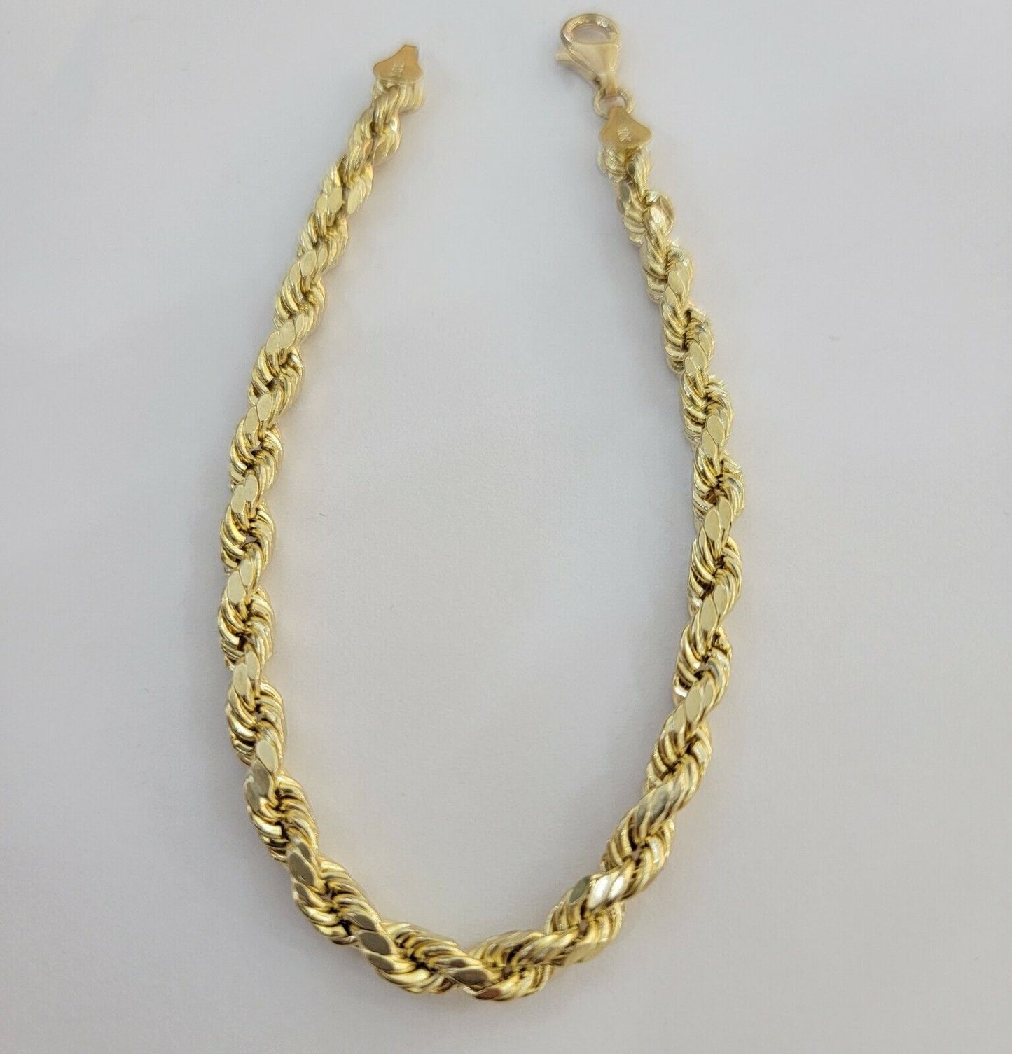 Solid 10k Yellow Gold Rope bracelet 7" 7.5" 8" 8.5" 9" Men Women 3mm - 9mm REAL - Reva Jeweler