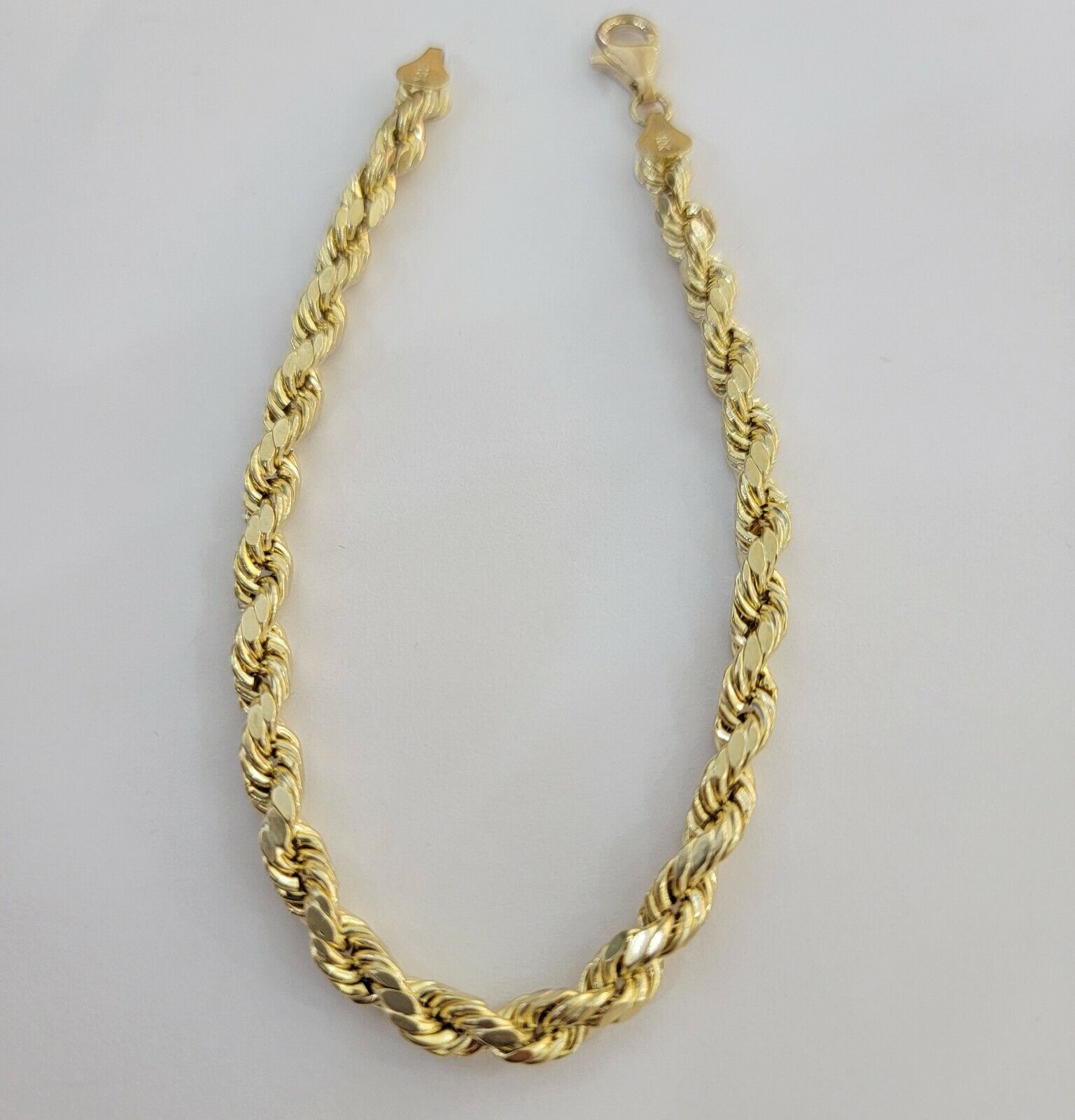 Solid 10k Yellow Gold Rope bracelet 7" 7.5" 8" 8.5" 9" Men Women 3mm - 9mm REAL - Reva Jeweler