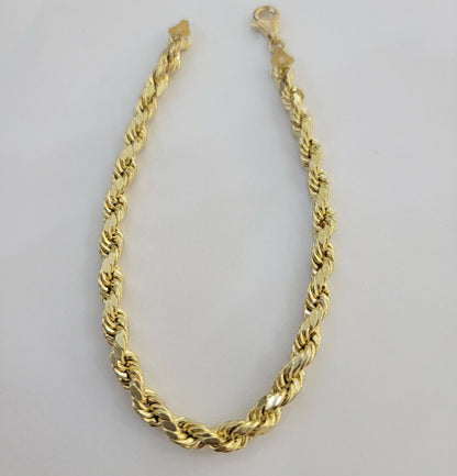 Solid 10k Yellow Gold Rope bracelet 7" 7.5" 8" 8.5" 9" Men Women 3mm - 9mm REAL - Reva Jeweler