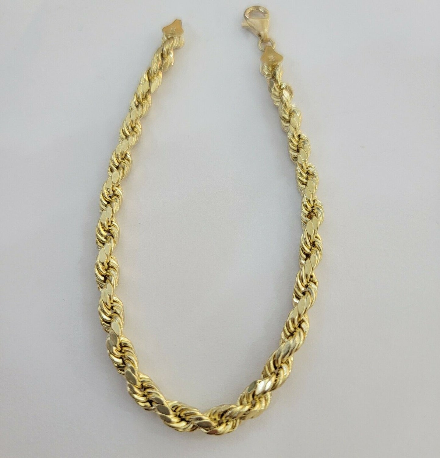 Solid 10k Yellow Gold Rope bracelet 7" 7.5" 8" 8.5" 9" Men Women 3mm - 9mm REAL - Reva Jeweler