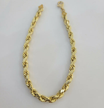 Solid 10k Yellow Gold Rope bracelet 7" 7.5" 8" 8.5" 9" Men Women 3mm - 9mm REAL - Reva Jeweler